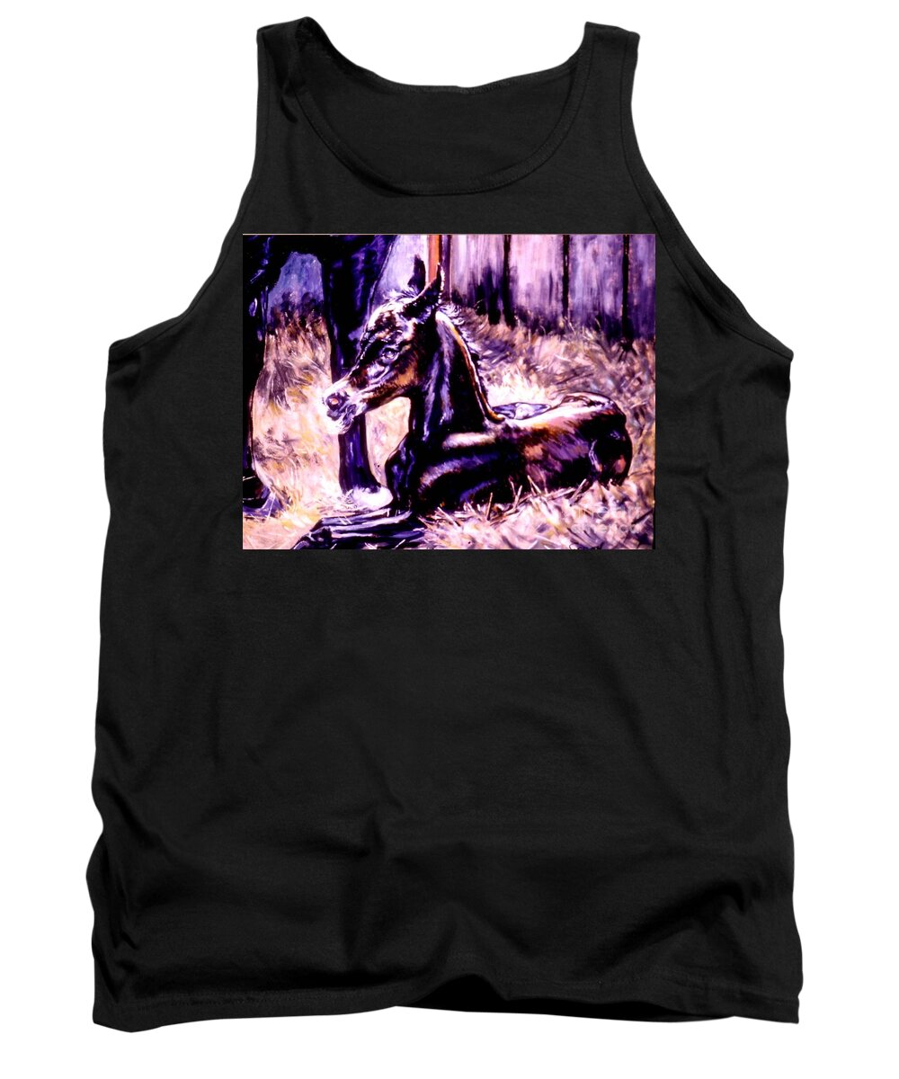 Newborn Foal Tank Top featuring the painting Newborn Foal by Stan Esson