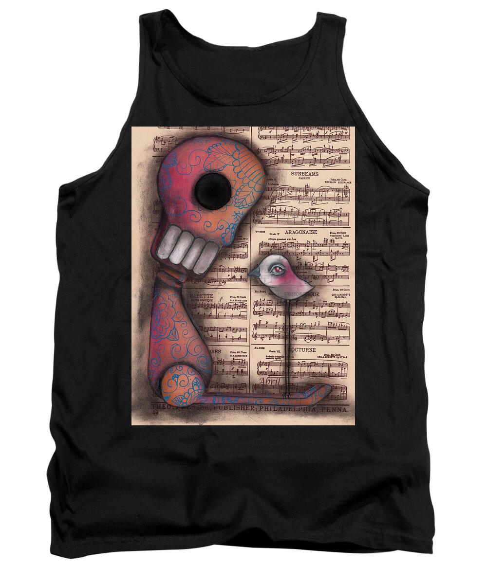 Day Of The Dead Tank Top featuring the painting Not really Alone by Abril Andrade
