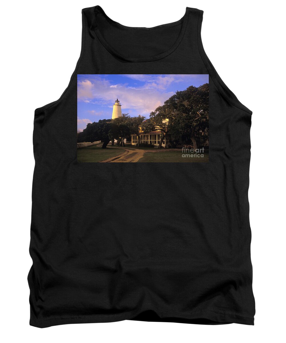 Sunset Tank Top featuring the photograph Ocracoke Lighthouse - FS000616 by Daniel Dempster
