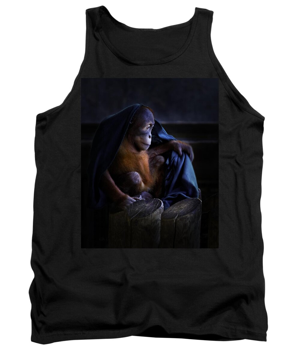 Toronto Zoo Tank Top featuring the photograph Orang Utan youngster with blanket by Peter V Quenter