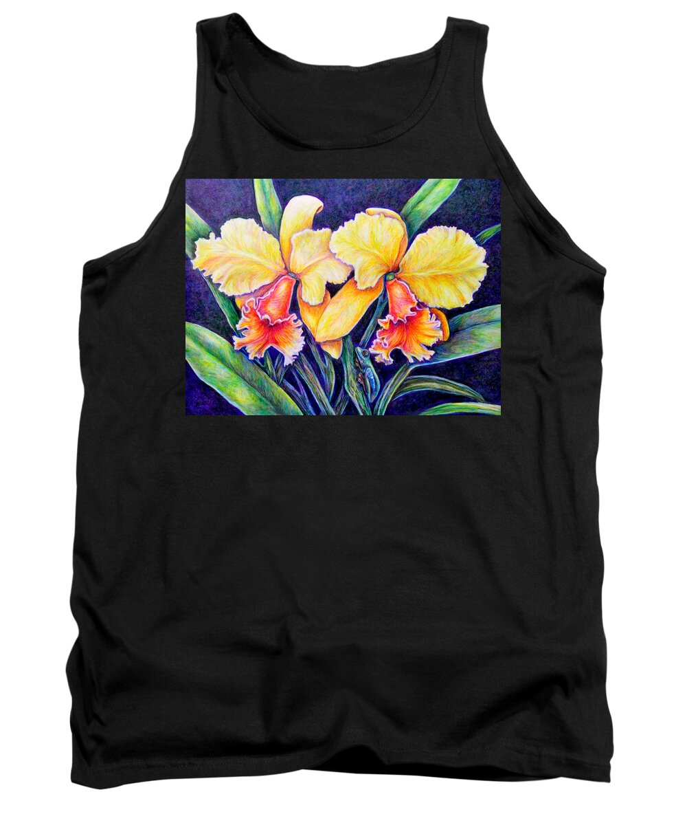 Orchid Tank Top featuring the drawing Orchestrated Camouflage by Gail Butler