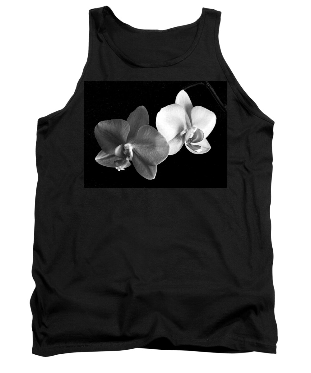 Floral Tank Top featuring the photograph Orchid in black and white by Steve Karol