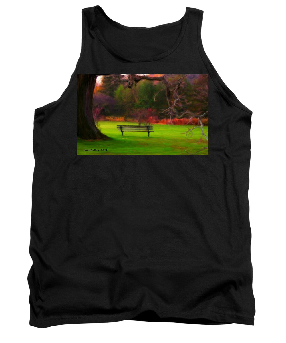 Autumn Tank Top featuring the painting Park Bench by Bruce Nutting