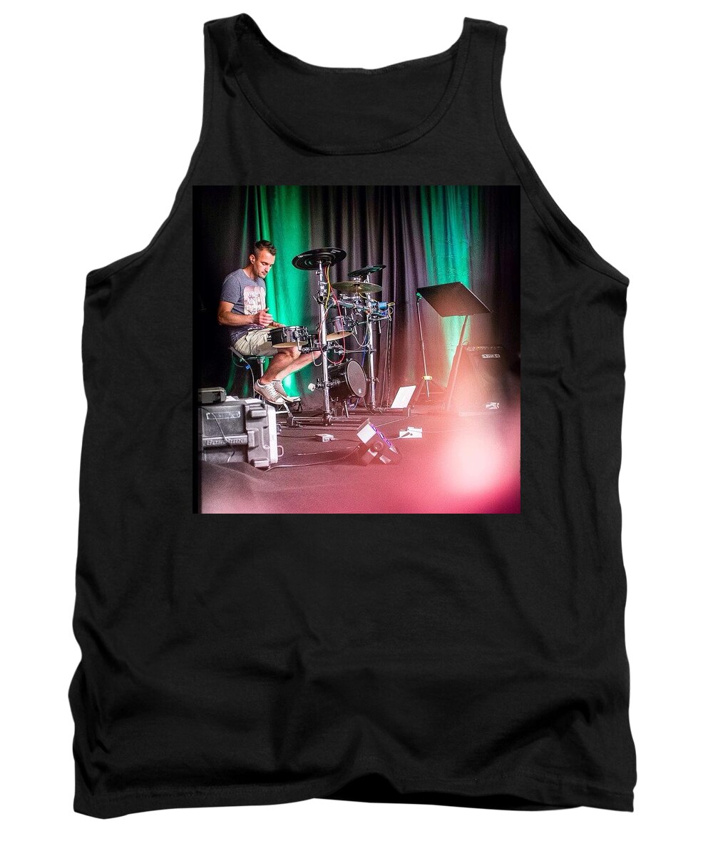 Christian Tank Top featuring the photograph Paul Harvey, Drummer At Grace by Aleck Cartwright