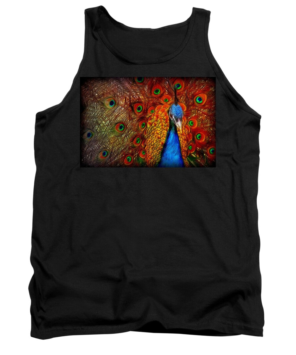 Peacock Tank Top featuring the painting Peacock by Lilia S