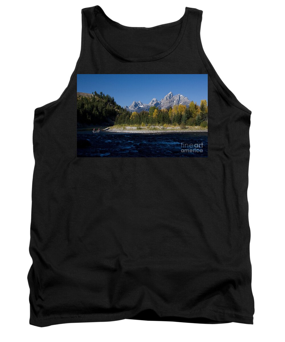 America Tank Top featuring the photograph Perfect Spot for Fishing with Grand Teton Vista by Karen Lee Ensley