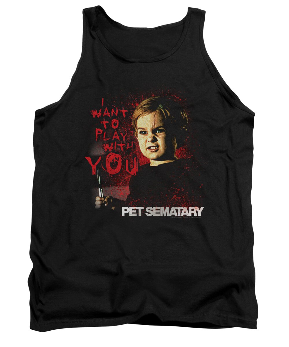 Pet Sematary Tank Top featuring the digital art Pet Sematary - I Want To Play by Brand A