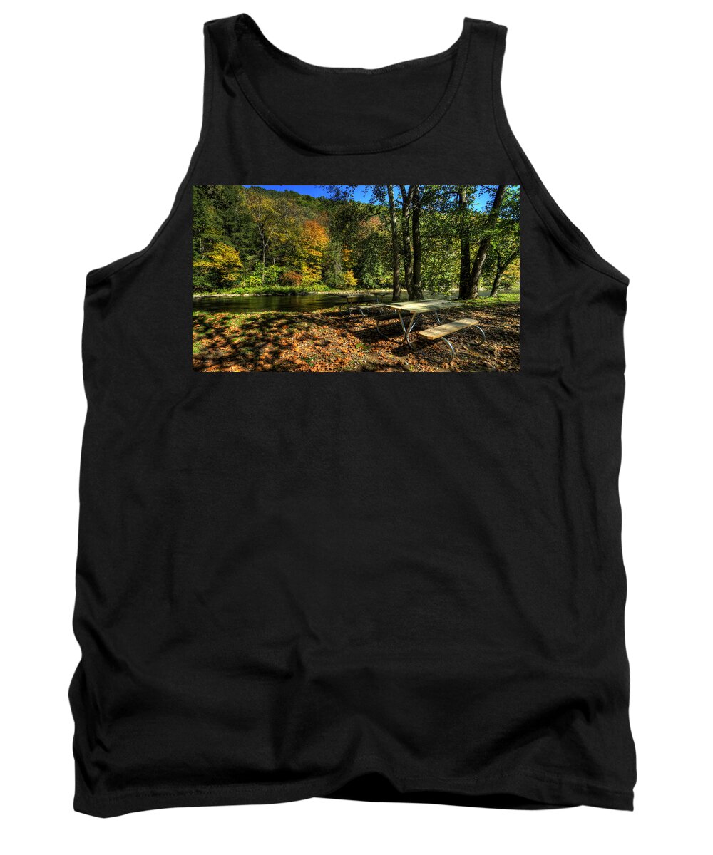 Picnic Tank Top featuring the photograph Picnic on the River by David Dufresne