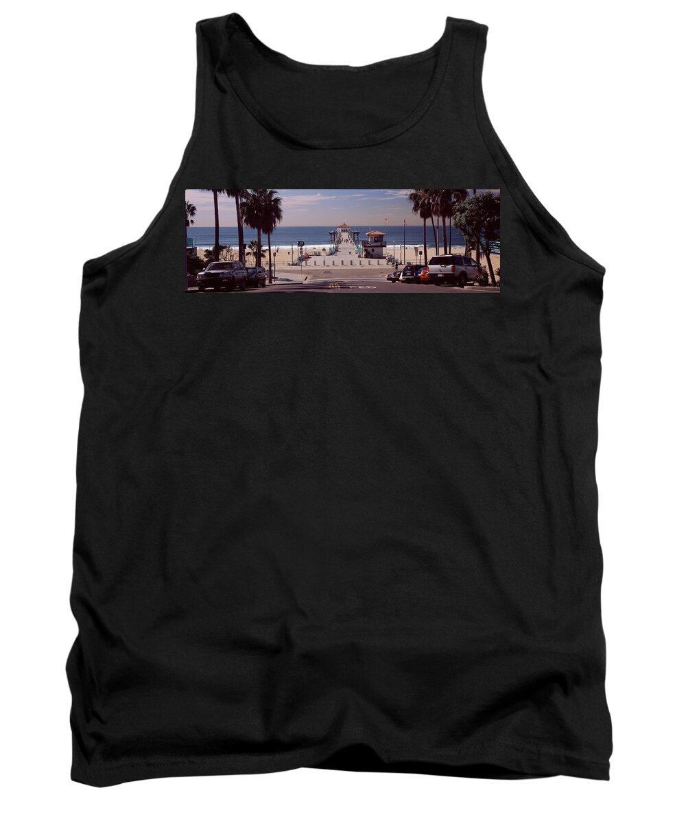 Photography Tank Top featuring the photograph Pier Over An Ocean, Manhattan Beach by Panoramic Images