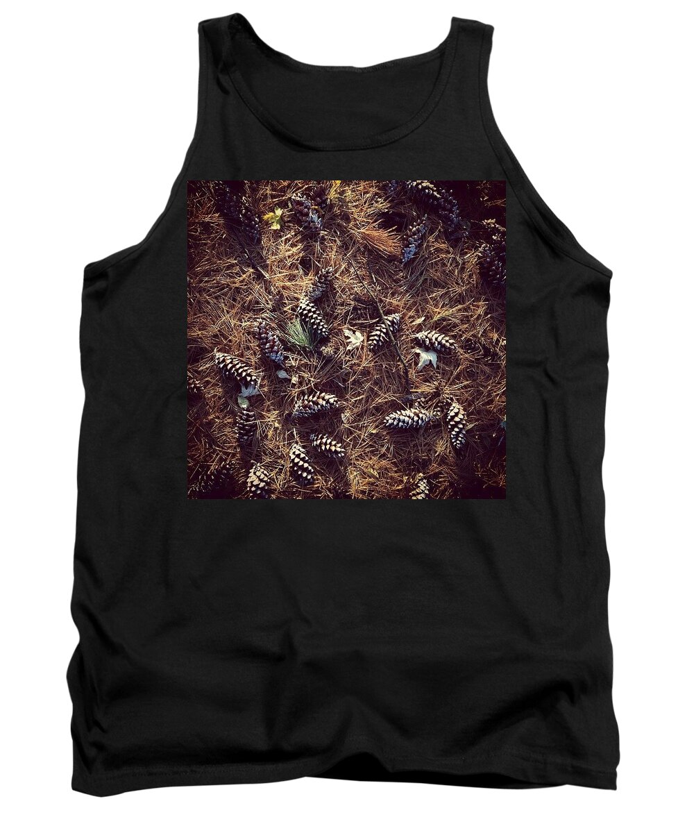 Patterns Tank Top featuring the photograph Pine Cones and Patterns by Frank J Casella