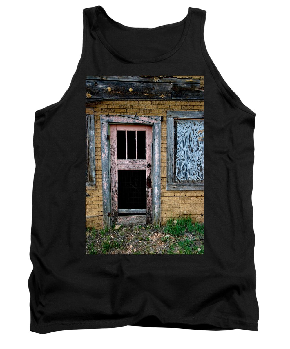 New Mexico Tank Top featuring the photograph Pink Door by Ron Weathers
