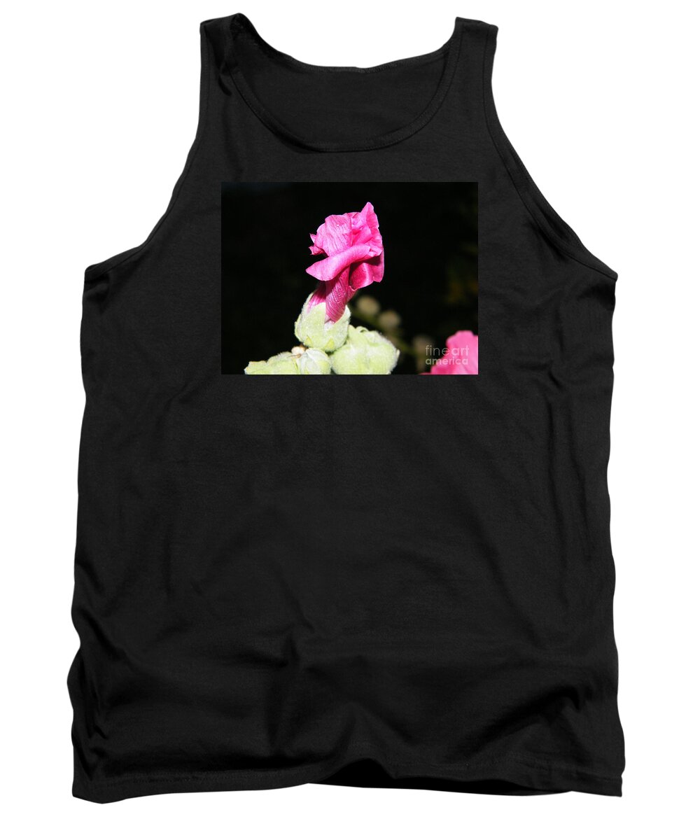 Pink Tank Top featuring the photograph Pink Hollyhock by Ann E Robson