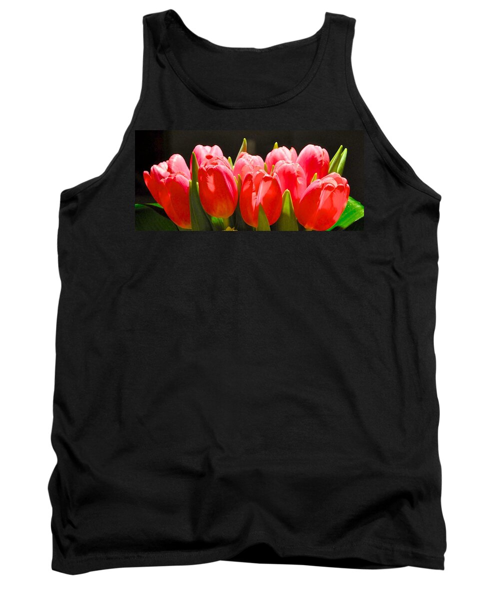 Tulips Tank Top featuring the photograph Pink Tulips in a Row by Kristina Deane