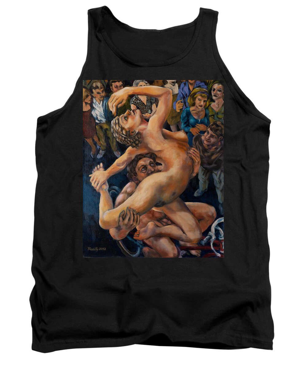 Pirouette Tank Top featuring the painting Pirouette on a bicycle seen from above by Peregrine Roskilly