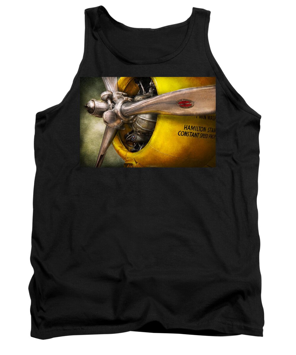 Airplane Tank Top featuring the photograph Plane - Pilot - Prop - Twin Wasp by Mike Savad