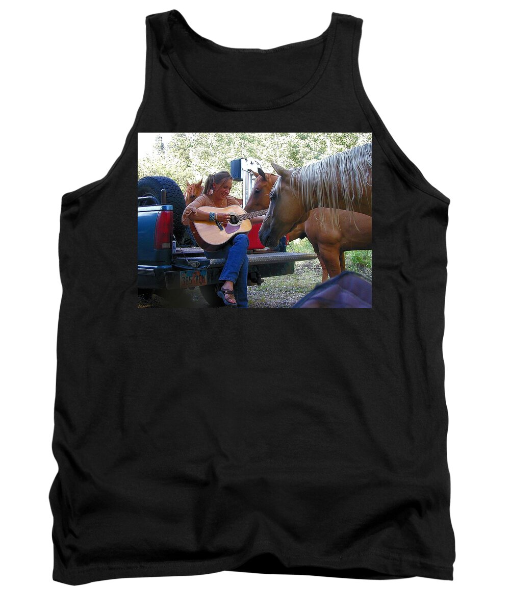 Horse Tank Top featuring the photograph Playing for the Herd by Page Holland