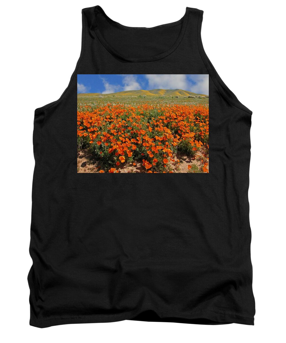 Poppies Tank Top featuring the photograph Poppies and Goldfields by Lynn Bauer