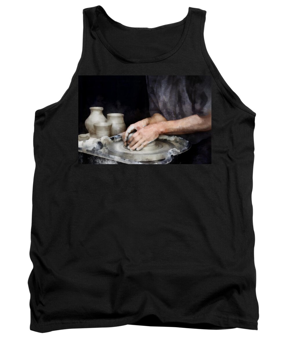 Clay Tank Top featuring the digital art Potters House by Frances Miller