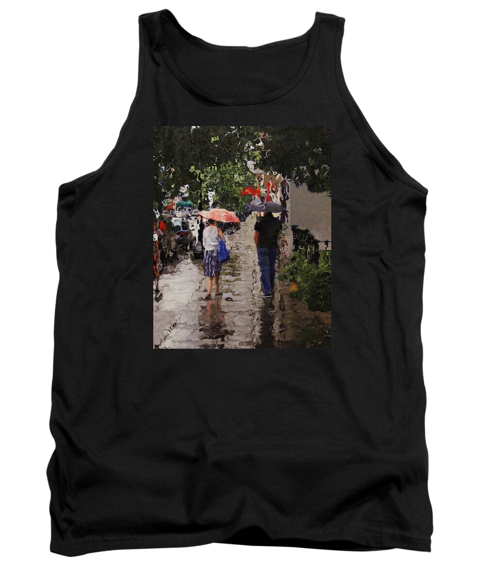 City Tank Top featuring the painting Rain #2 by Kenneth Young
