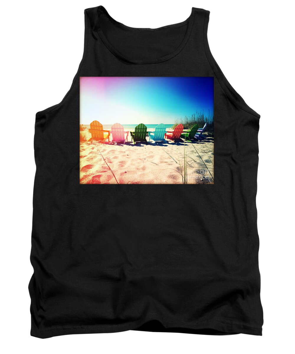 Florida Tank Top featuring the photograph Rainbow Beach Photography Light Leaks1 by Chris Andruskiewicz