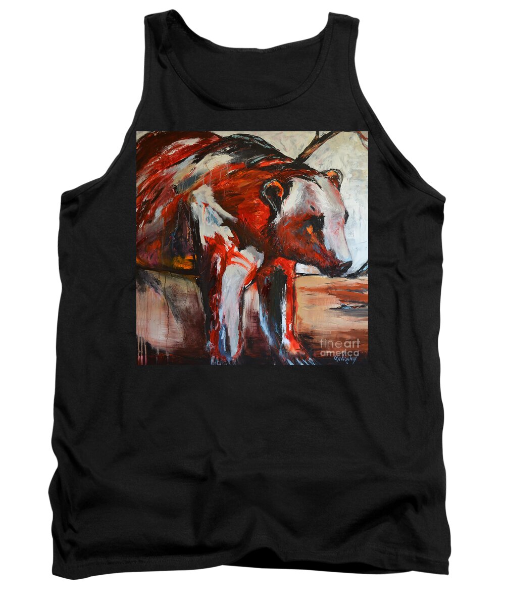 Horse Tank Top featuring the painting Red Bear by Cher Devereaux