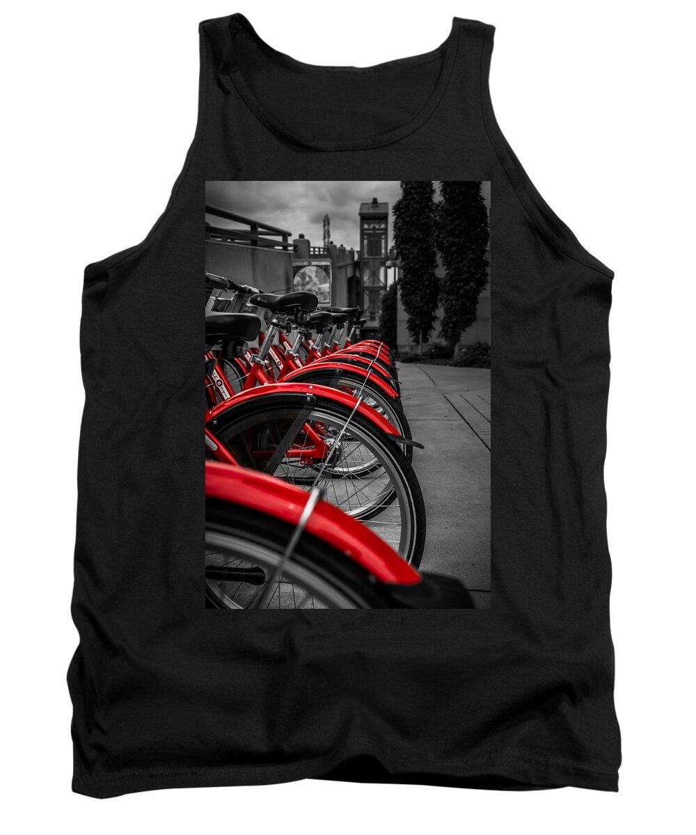 Nashville Tank Top featuring the photograph Red Bicycles by Ron Pate