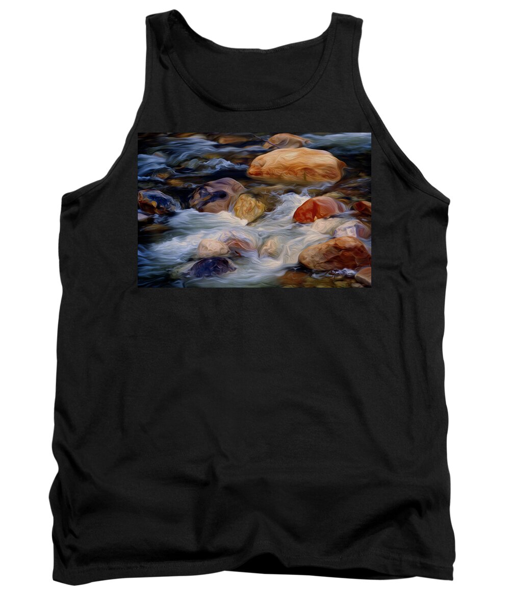River Tank Top featuring the digital art River Stones by Vincent Franco