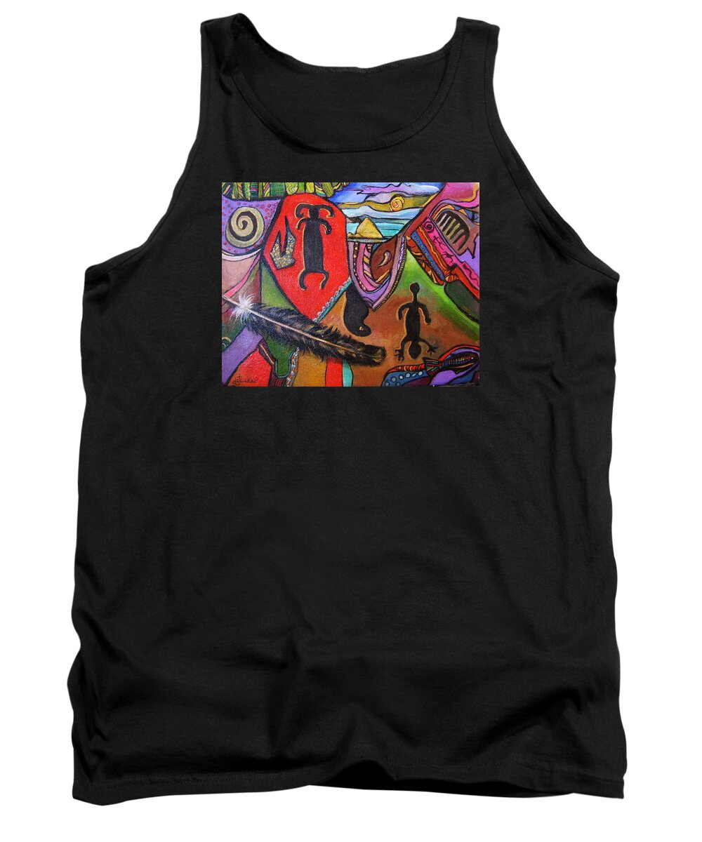 Abstract Tank Top featuring the painting Rock Art of Nevada by Donna Tucker