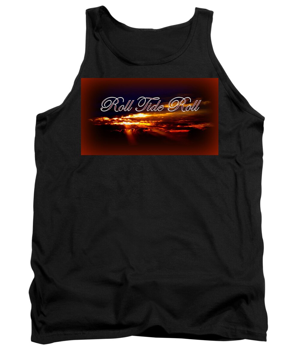 Roll Tide Tank Top featuring the photograph Roll Tide Roll w Red Border - Alabama by Travis Truelove