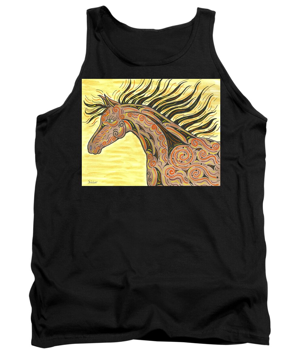 Horse Tank Top featuring the painting Running Wild Horse by Susie WEBER