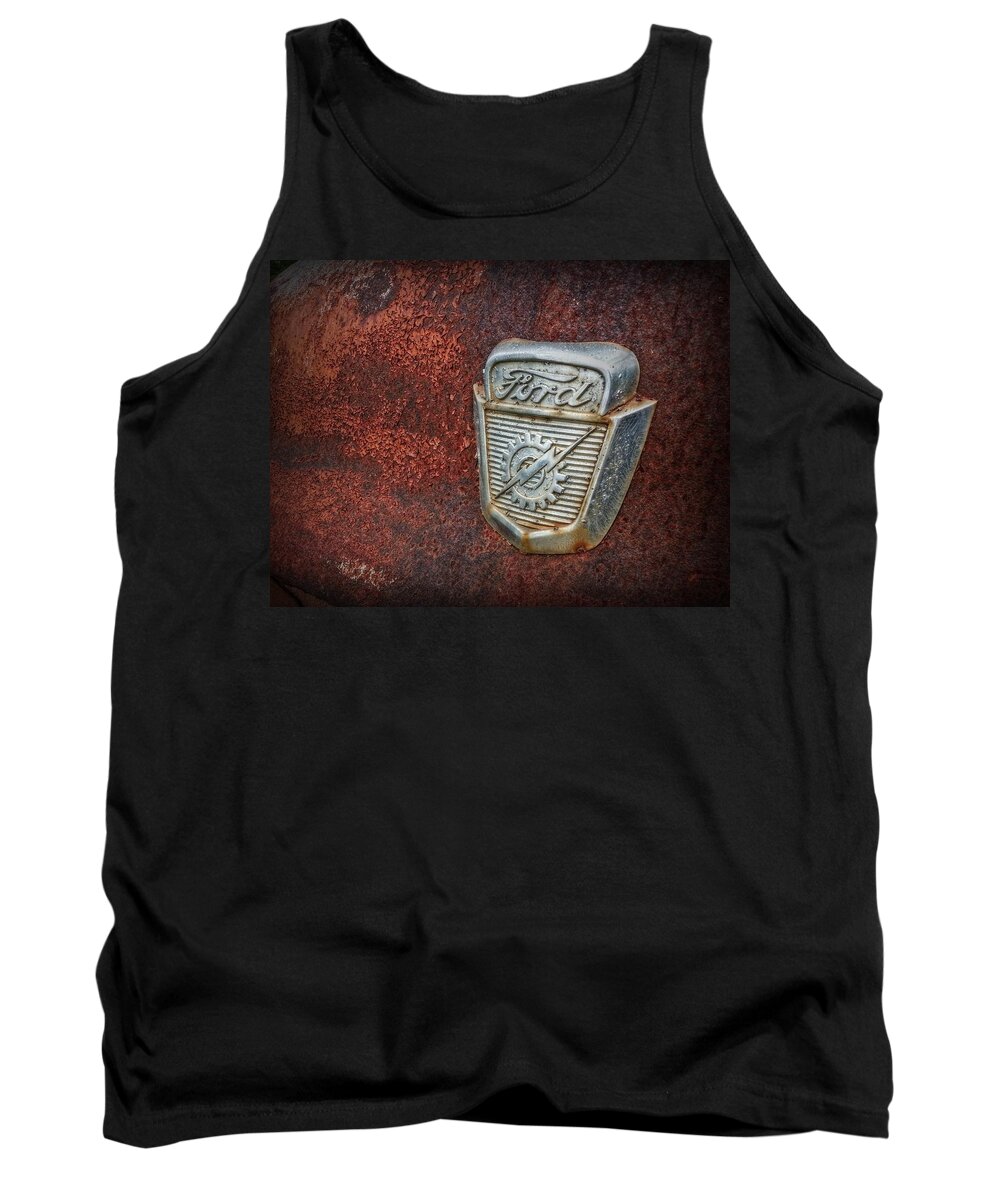 Ford Logo Tank Top featuring the digital art Rusty Ford by Linda Unger