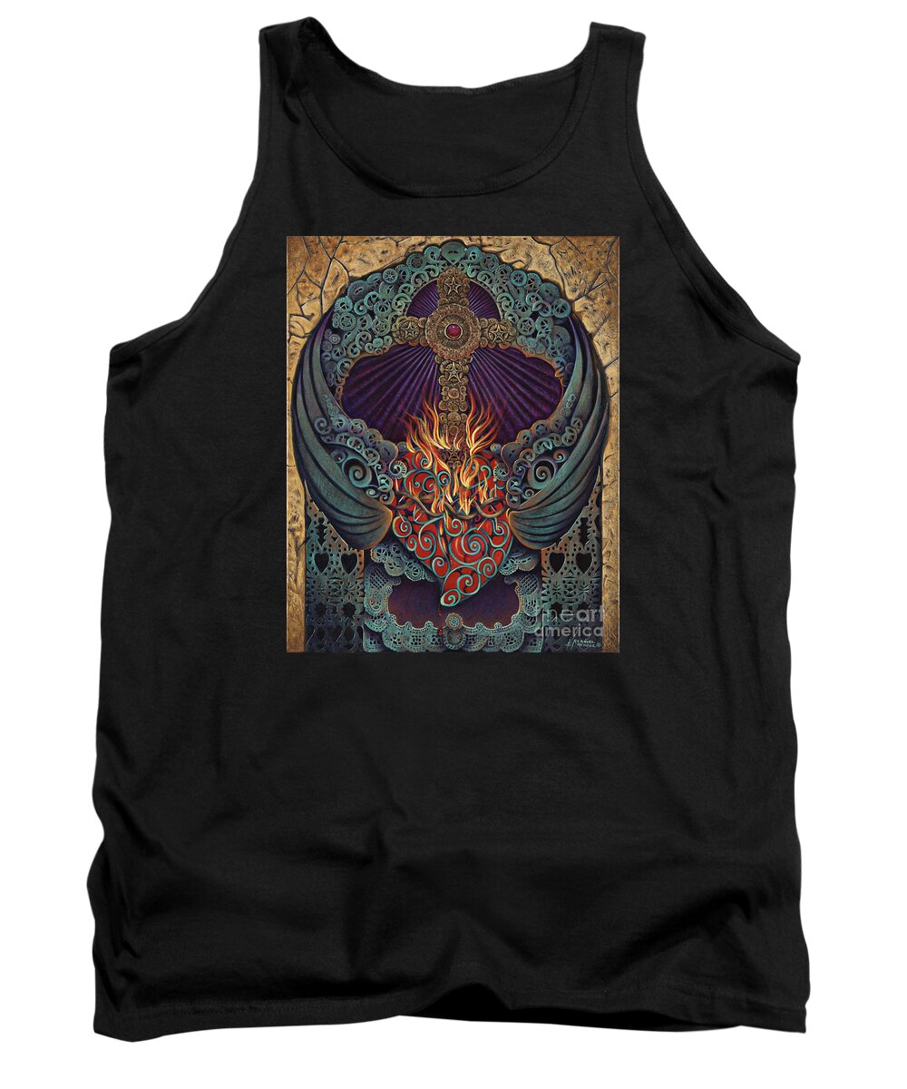 Sacred Tank Top featuring the painting Sacred Heart by Ricardo Chavez-Mendez