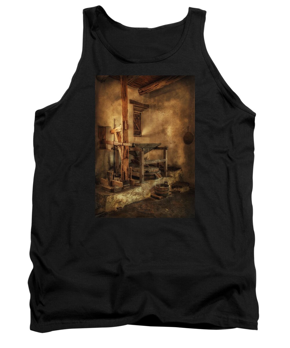 Mill Tank Top featuring the photograph San Jose Mission Mill by Priscilla Burgers