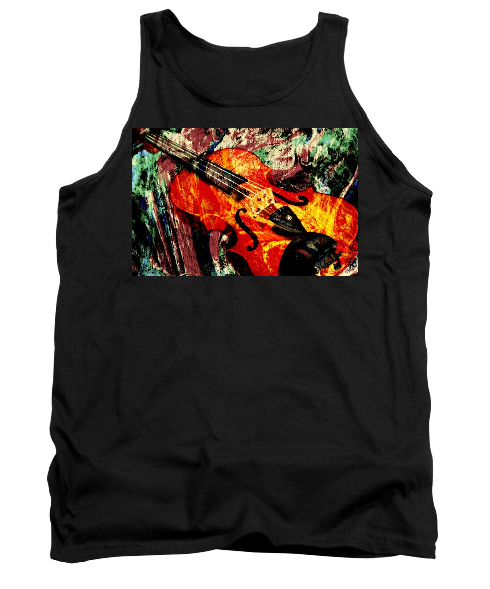 Violin Tank Top featuring the mixed media Scribbled Fiddle by Ally White