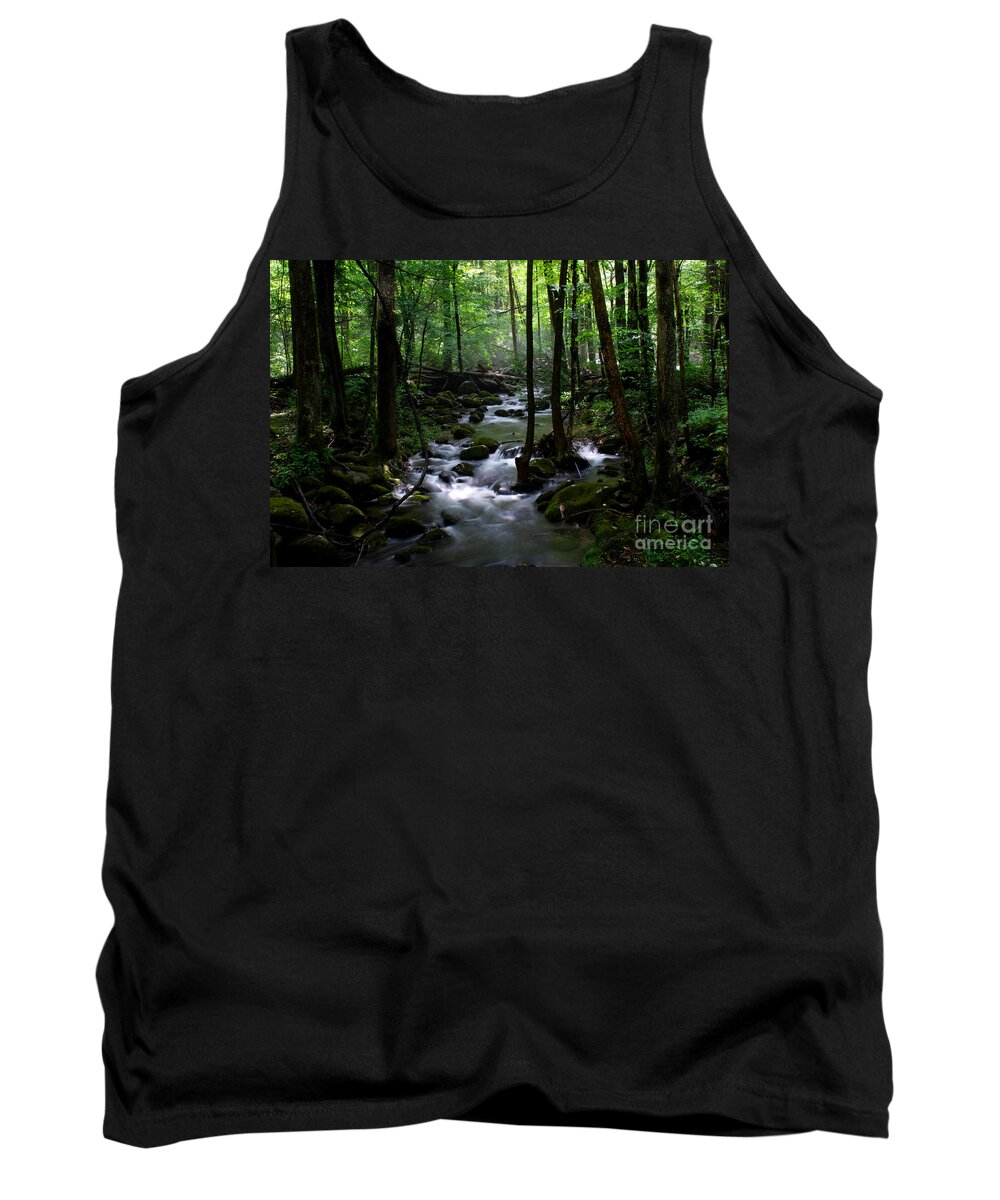 Smoky Mountains Tank Top featuring the photograph Serene Greenbrier Area Stream by Nancy Mueller