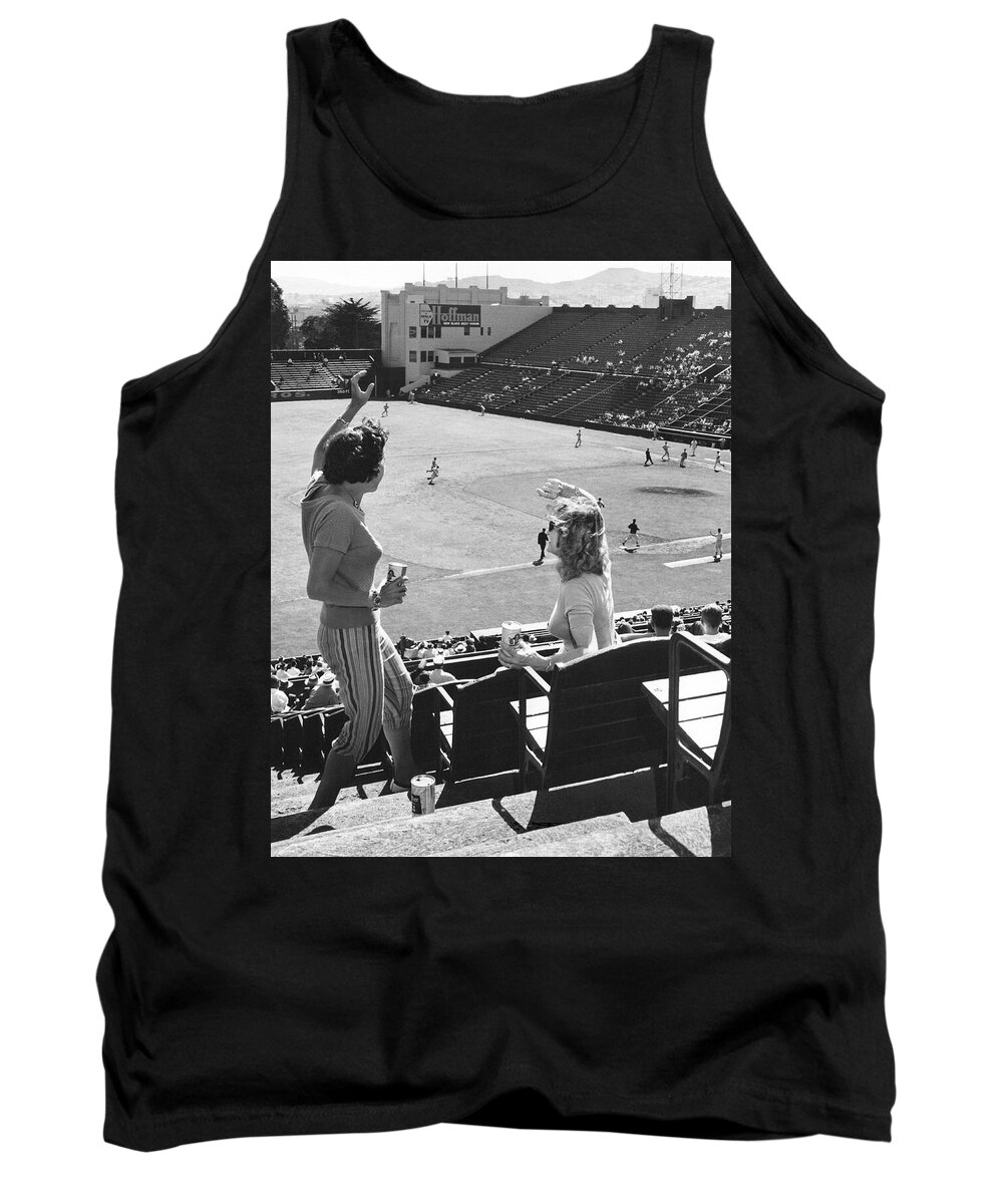 1950's Tank Top featuring the photograph SF Giants Fans Cheer by Underwood Archives