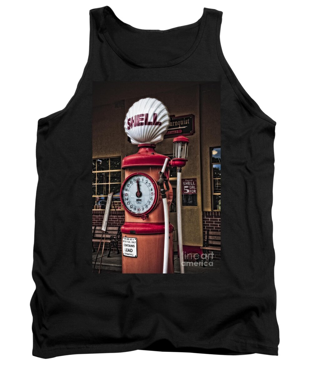 Automobiles Tank Top featuring the photograph Shell Gas Pump by Timothy Hacker