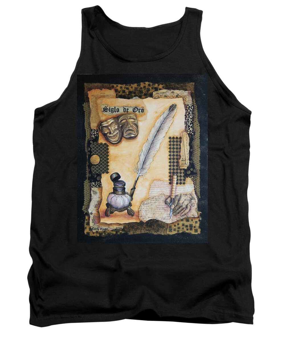 Collage Tank Top featuring the mixed media Siglo de Oro by Candy Mayer