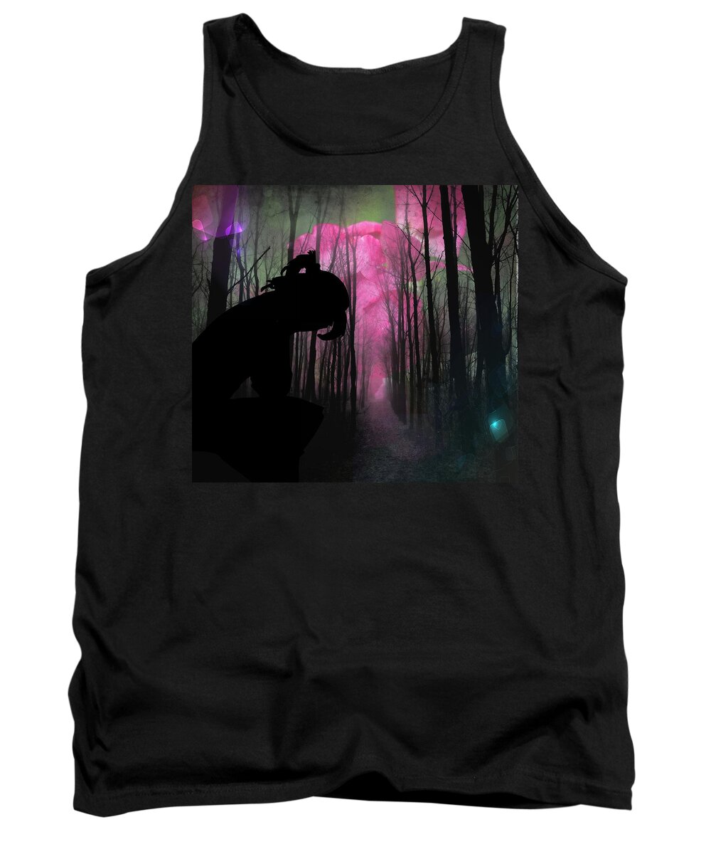 Silhouette Child Lost In Forest Tank Top featuring the photograph Lost Child by Femina Photo Art By Maggie