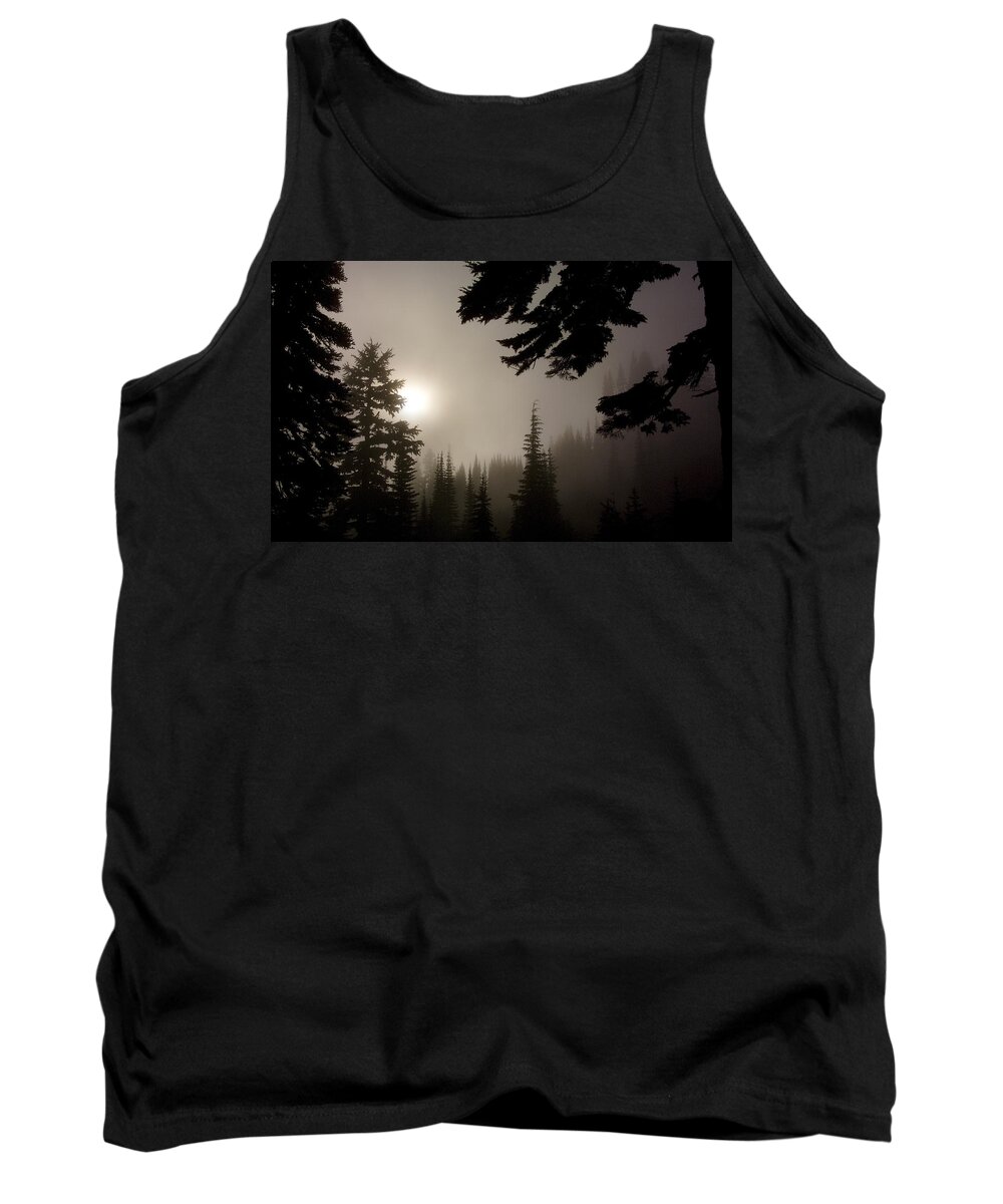 Landscape Tank Top featuring the photograph Silhouettes of Trees on Mt Rainier by Greg Reed