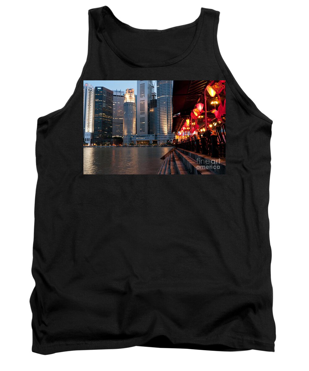 Singapore Tank Top featuring the photograph Singapore Boat Quay 02 by Rick Piper Photography