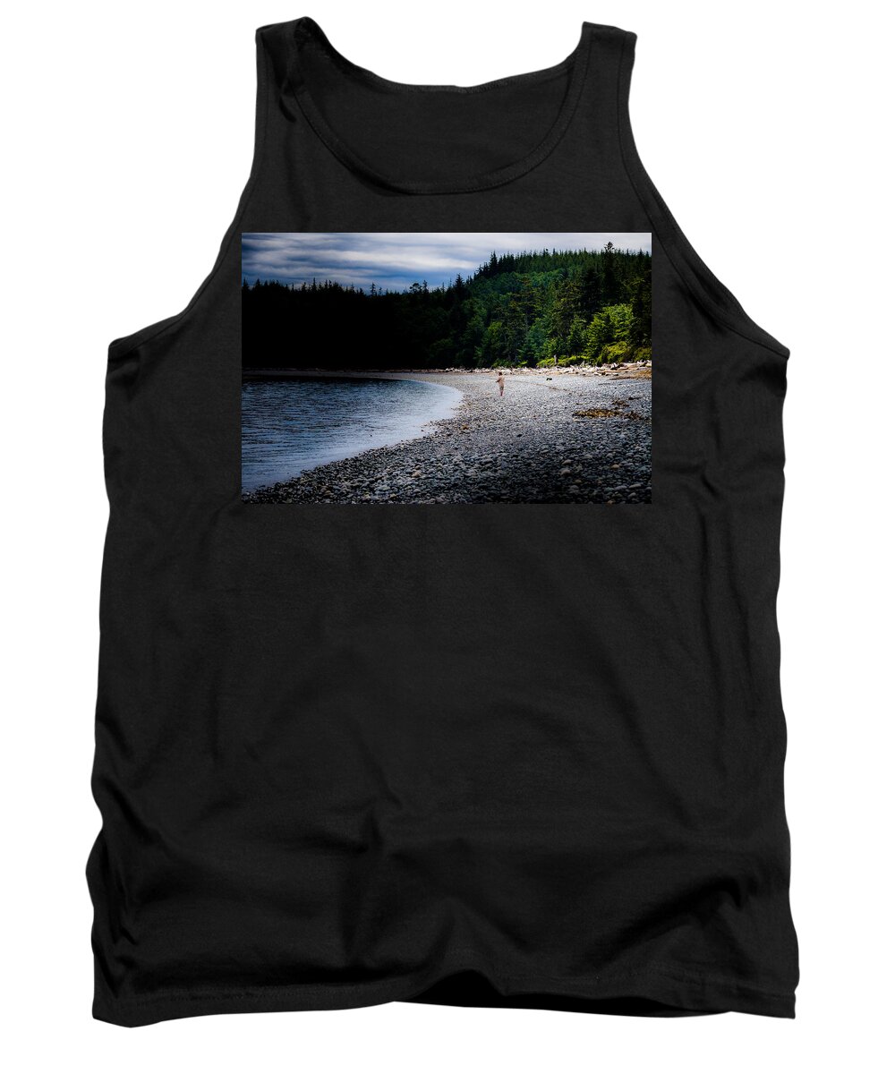 Man Fishing From Shore Tank Top featuring the photograph Sointula Solitude by Roxy Hurtubise