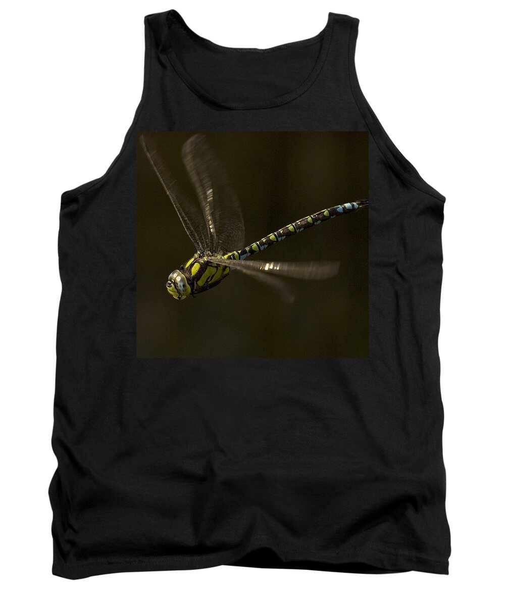Dragonfly Tank Top featuring the photograph Southern Hawker dragonfly in flight by Tony Mills