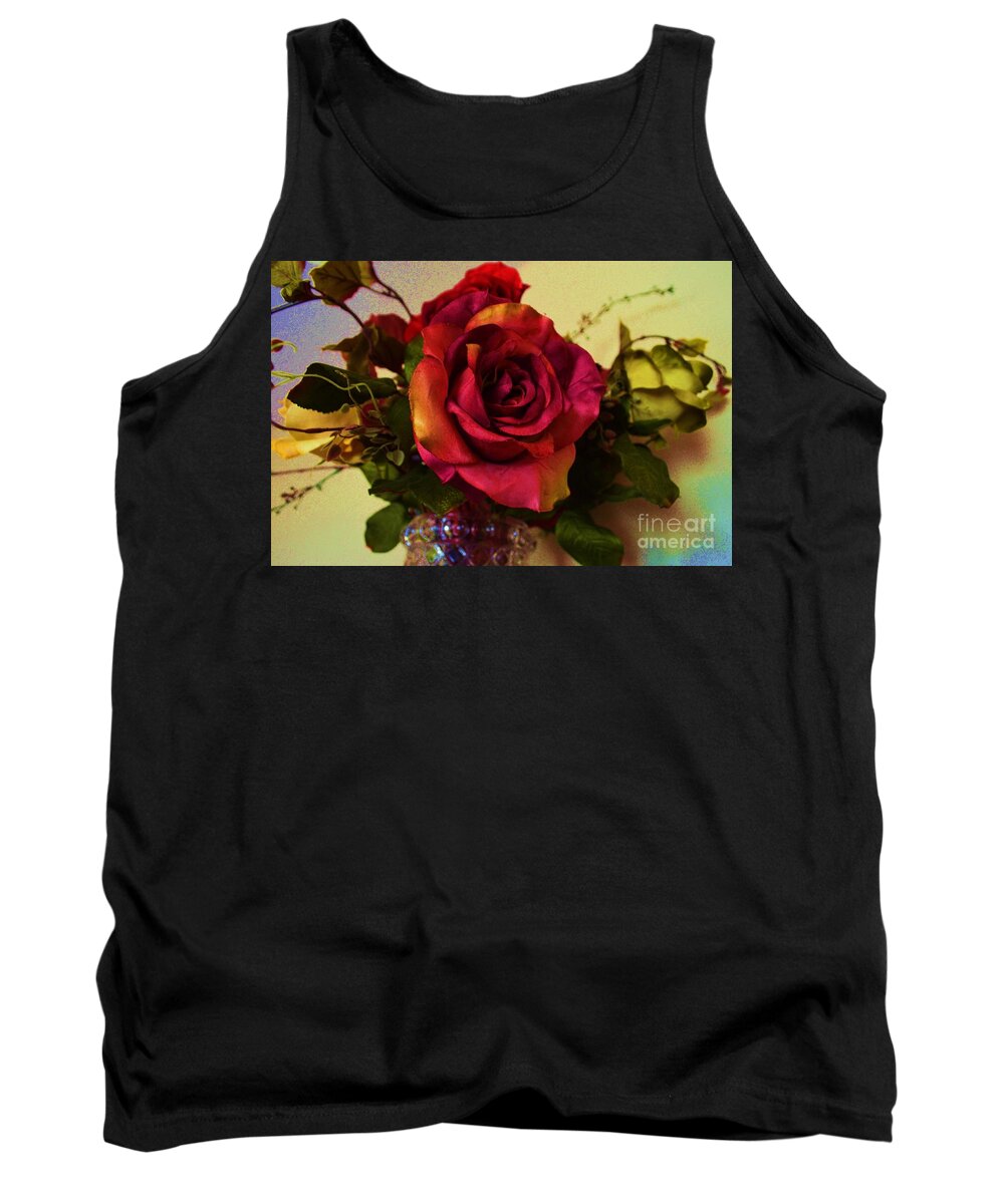 Red Rose Tank Top featuring the photograph Splendid Painted Rose by Luther Fine Art