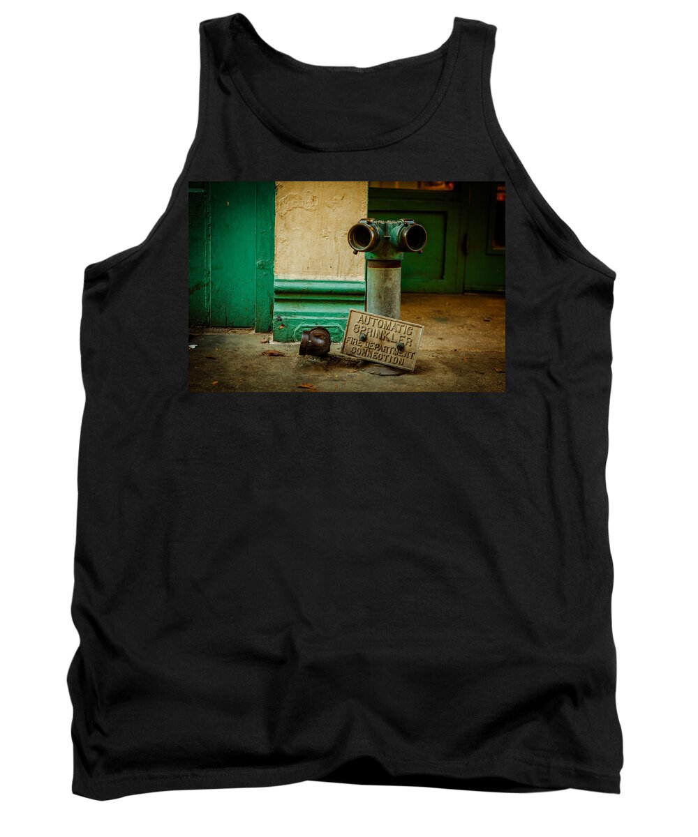 Architecture Tank Top featuring the photograph Sprinkler Green by Melinda Ledsome