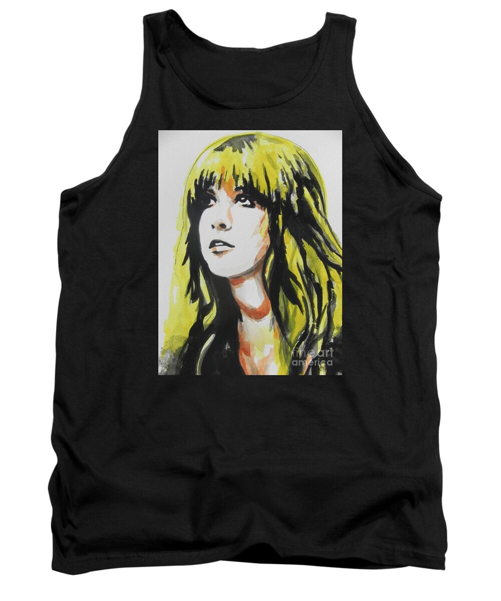 Watercolor Painting Tank Top featuring the painting Stevie Nicks 01 by Chrisann Ellis