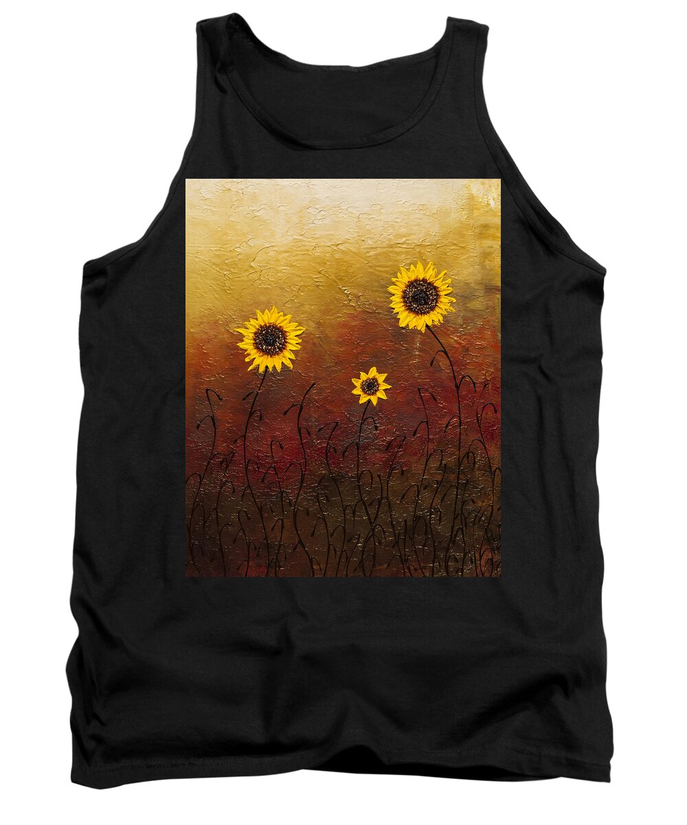 Sunflowers Tank Top featuring the painting Sunflowers 2 by Carmen Guedez