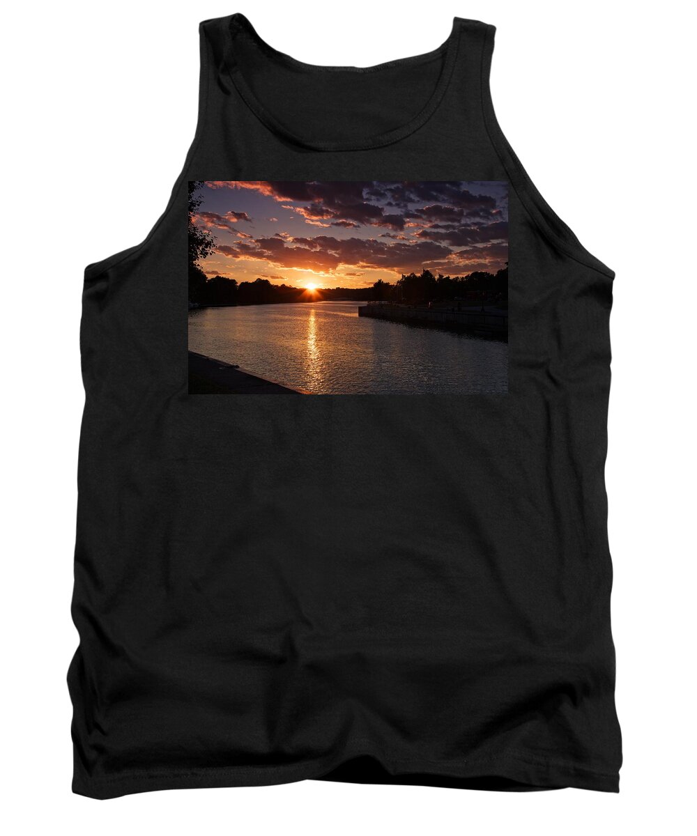 Baldwinsville Tank Top featuring the photograph Sunset on the River by Dave Files