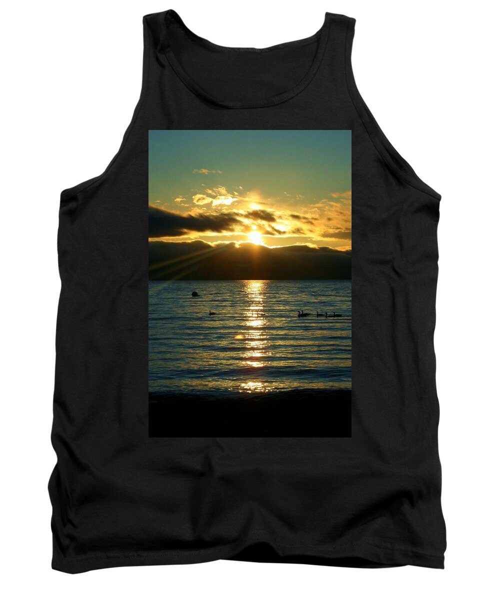 Sunset Tank Top featuring the photograph Sunset over Lake Tahoe by Ellen Heaverlo