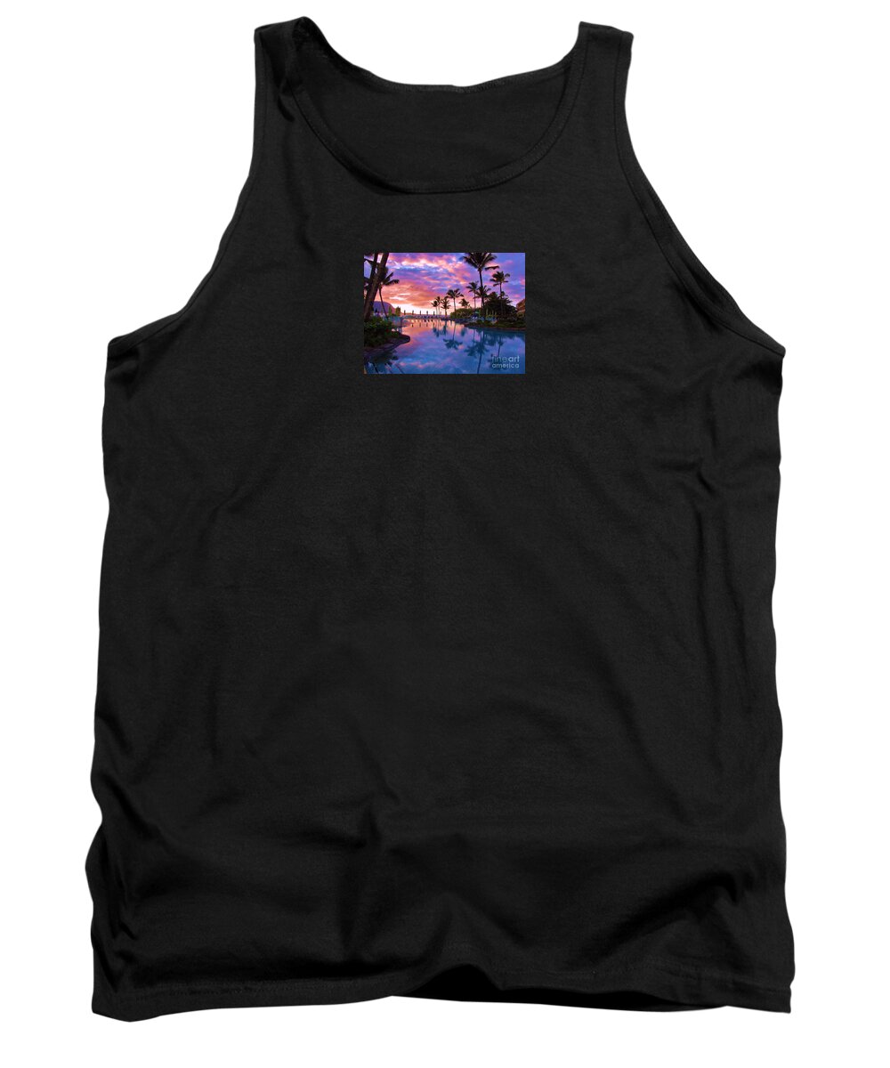 St Regis Tank Top featuring the photograph Sunset Reflection St Regis Pool by Michele Penner